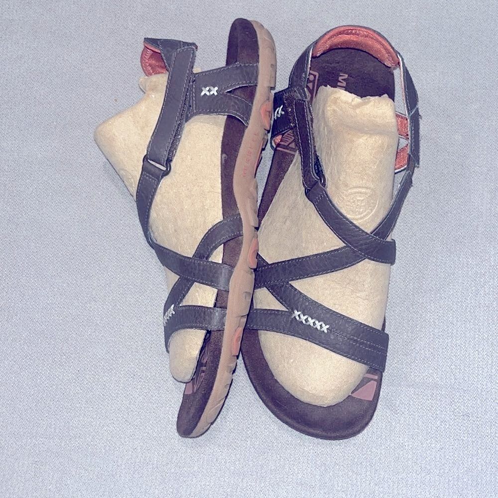 Merrell brown espresso red performance footwear.